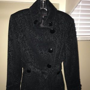 Black Velvet Embossed Pea Coat